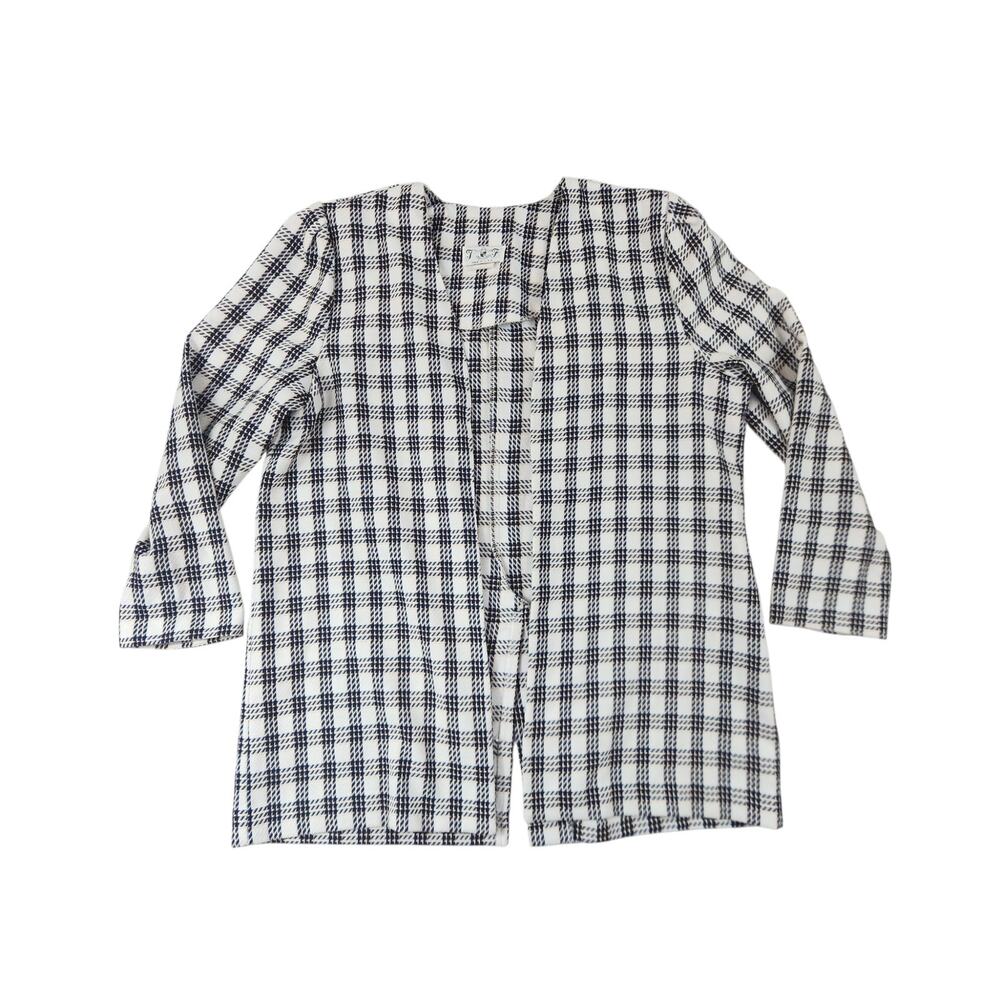 TF vintage jacket sz 16p made in‎ USA long sleeve blue yellow checkered plaid